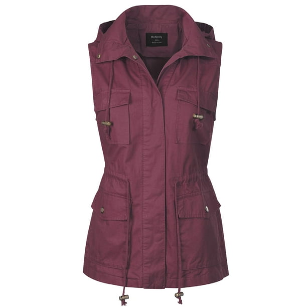 MixMatchy Womens Drawstring Lightweight Loose Fit Sleeveless Vest Utility Jacket MixMatchy Womens Drawstring Lightweight Loose Fit Sleeveless Vest Utility Jacket